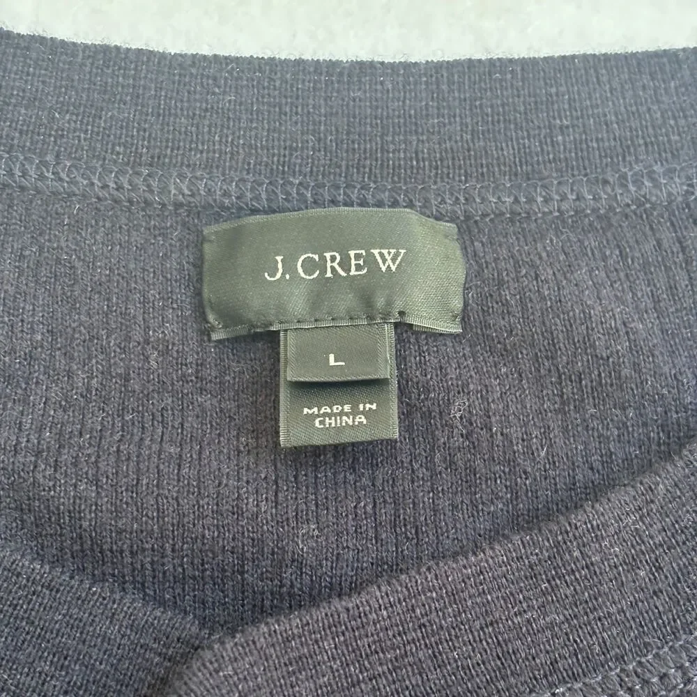 J. Crew Wool Blend Henley Sweater Mens L Navy Blue Long Sleeve Casual Cozy